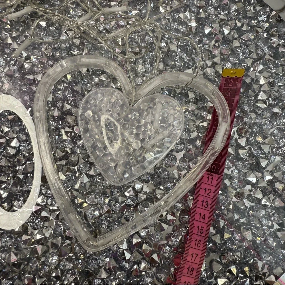 Clear Heart String Lights - Decorative LED Heart Garland